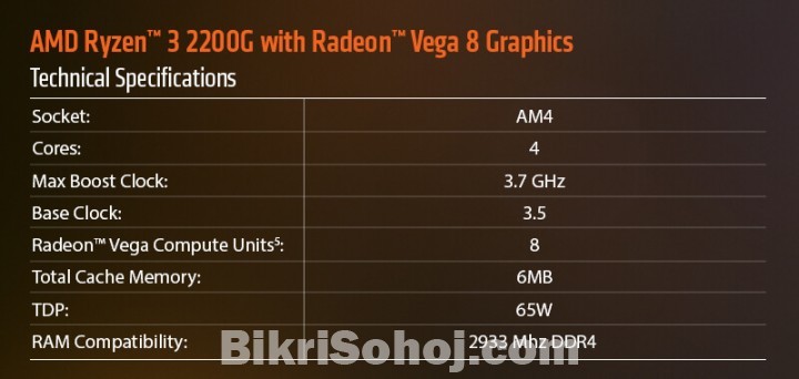 AMD Ryzen 3 2200G Quad-Core Processor